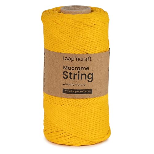 Loopncraft Macrame Garn Gelb, 2mm - 150m, Einstrangig Natur Baumwollkordel, Recycling Garn Loopncraft Macrame Garn Gelb, 2mm - 150m, Einstrangig Natur Baumwollkordel, Recycling Garn von Loopncraft