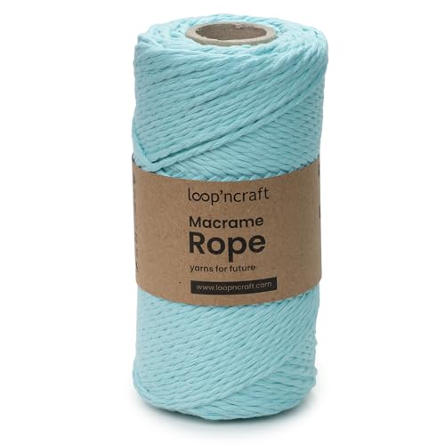 Loopncraft Macrame Garn Mintgrün, 2mm - 120m, gedrehte Natürliche Baumwollseil, Recycling Garn Loopncraft Macrame Garn Mintgrün, 2mm - 120m, gedrehte Natürliche Baumwollseil, Recycling Garn von Loopncraft