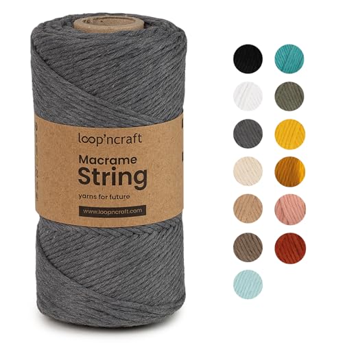 Loopncraft Macrame Garn Schiefergrau, 2mm - 150m, Einstrangig Natur Baumwollkordel, Recycling Garn Loopncraft Macrame Garn Schiefergrau, 2mm - 150m, Einstrangig Natur Baumwollkordel, Recycling Garn von Loopncraft