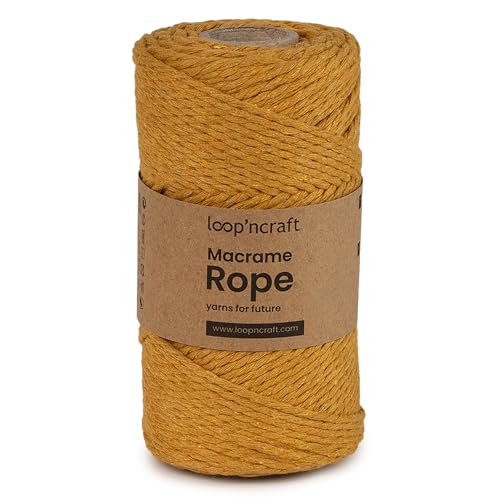 Loopncraft Macrame Garn Senffarbe, 2mm - 120m, gedrehte Natürliche Baumwollseil, Recycling Garn Loopncraft Macrame Garn Senffarbe, 2mm - 120m, gedrehte Natürliche Baumwollseil, Recycling Garn von Loopncraft