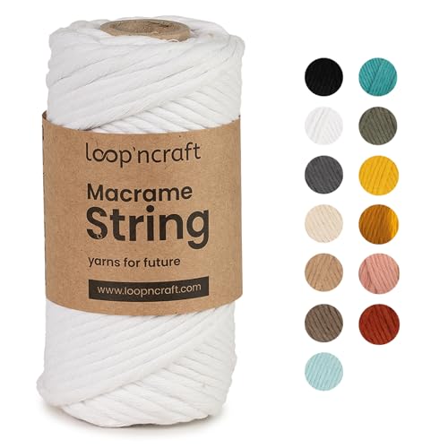 Loopncraft Macrame Garn Weiß, 5mm - 60m, Einstrangig Natur Baumwollkordel, Recycling Garn Loopncraft Macrame Garn Weiß, 5mm - 60m, Einstrangig Natur Baumwollkordel, Recycling Garn von Loopncraft
