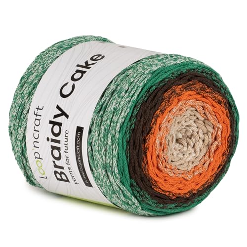 Loopncraft Makramee Cake Garn, Tannenbaum, 250m - 250g Farbverlaufsgarn, Recycling Garn von Loopncraft