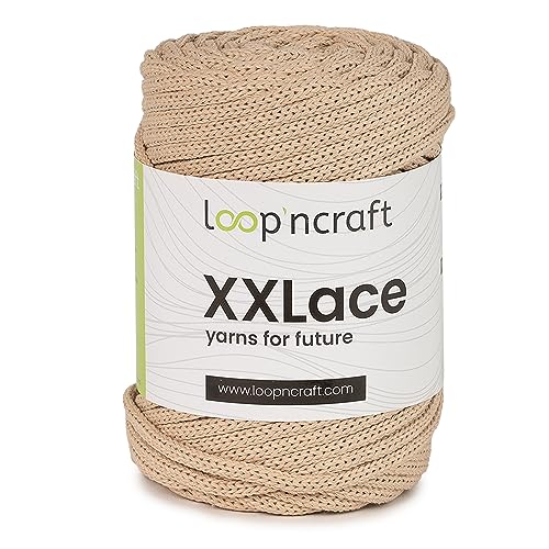 Loopncraft Makramee Garn Beige, 4mm - 65m - 250g, Kettengarn, XXLace Garn, Recycling Garn Loopncraft Makramee Garn Beige, 4mm - 65m - 250g, Kettengarn, XXLace Garn, Recycling Garn von Loopncraft