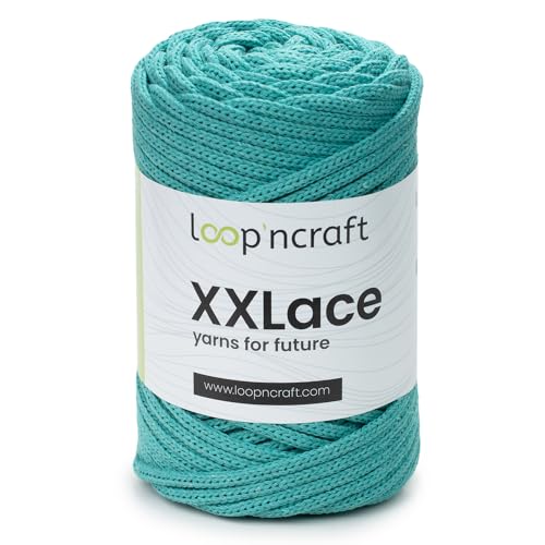 Loopncraft Makramee Garn Cyan Grün, 4mm - 65m - 250g, Kettengarn, XXLace Garn, Recycling Garn Loopncraft Makramee Garn Cyan Grün, 4mm - 65m - 250g, Kettengarn, XXLace Garn, Recycling Garn von Loopncraft