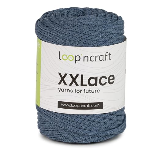Loopncraft Makramee Garn Jeans Blau, 4mm - 65m - 250g, Kettengarn, XXLace Garn, Recycling Garn Loopncraft Makramee Garn Jeans Blau, 4mm - 65m - 250g, Kettengarn, XXLace Garn, Recycling Garn von Loopncraft