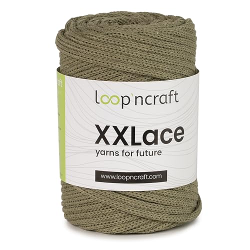 Loopncraft Makramee Garn Khaki, 4mm - 65m - 250g, Kettengarn, XXLace Garn, Recycling Garn Loopncraft Makramee Garn Khaki, 4mm - 65m - 250g, Kettengarn, XXLace Garn, Recycling Garn von Loopncraft