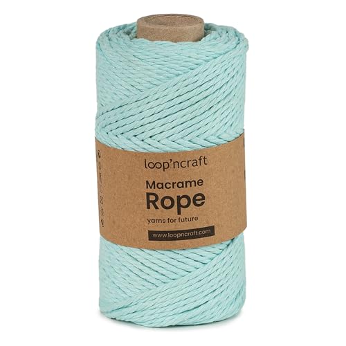 Loopncraft Makramee Garn Mint Grün, 3mm - 80m, gedrehte Natürliche Baumwollseil, Recycling Garn Loopncraft Makramee Garn Mint Grün, 3mm - 80m, gedrehte Natürliche Baumwollseil, Recycling Garn von Loopncraft