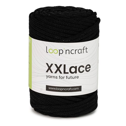 Loopncraft Makramee Garn Schwarz, 4mm - 65m - 250g, Kettengarn, XXLace Garn, Recycling Garn Loopncraft Makramee Garn Schwarz, 4mm - 65m - 250g, Kettengarn, XXLace Garn, Recycling Garn von Loopncraft