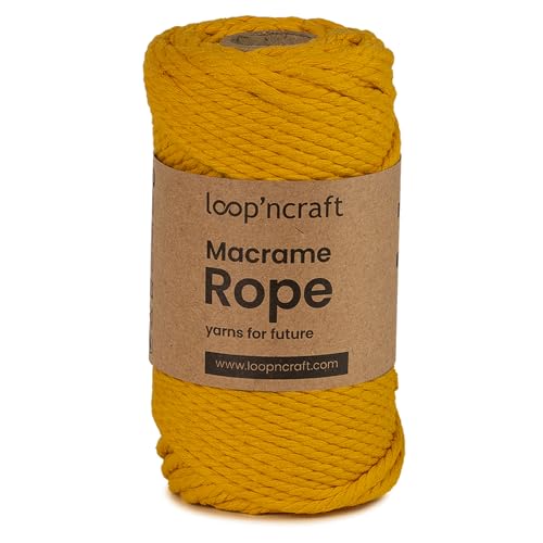 Loopncraft Makramee Garn Senffarbe, 3mm - 80m, gedrehte Natürliche Baumwollseil, Recycling Garn Loopncraft Makramee Garn Senffarbe, 3mm - 80m, gedrehte Natürliche Baumwollseil, Recycling Garn von Loopncraft