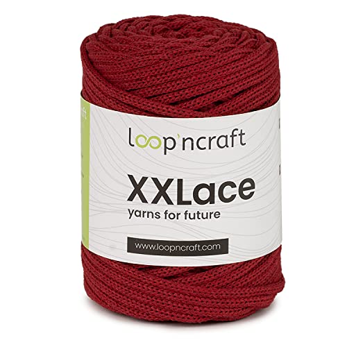 Loopncraft Makramee Garn Weinrot, 4mm - 65m - 250g, Kettengarn, XXLace Garn, Recycling Garn Loopncraft Makramee Garn Weinrot, 4mm - 65m - 250g, Kettengarn, XXLace Garn, Recycling Garn von Loopncraft
