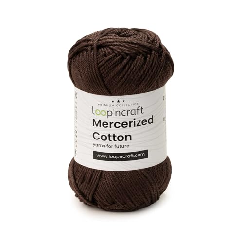 Loopncraft Mercerized Cotton, Dunkel Braun, 50g, Amigurumi Garn, Premium, 100% merzerisierte, gekämmte und gasierte Baumwolle Loopncraft Mercerized Cotton, Dunkel Braun, 50g, Amigurumi Garn, Premium, 100% merzerisierte, gekämmte und gasierte Baumwolle von Loopncraft