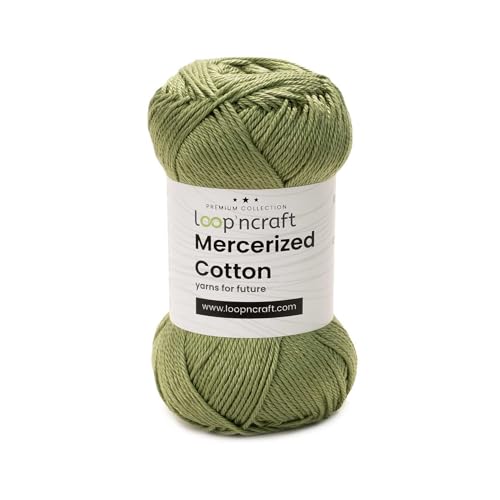 Loopncraft Mercerized Cotton, Olivengrün, 50g, Amigurumi Garn, Premium, 100% merzerisierte, gekämmte und gasierte Baumwolle Loopncraft Mercerized Cotton, Olivengrün, 50g, Amigurumi Garn, Premium, 100% merzerisierte, gekämmte und gasierte Baumwolle von Loopncraft
