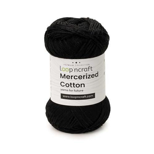 Loopncraft Mercerized Cotton, Schwarz, 50g, Amigurumi Garn, Premium, 100% merzerisierte, gekämmte und gasierte Baumwolle Loopncraft Mercerized Cotton, Schwarz, 50g, Amigurumi Garn, Premium, 100% merzerisierte, gekämmte und gasierte Baumwolle von Loopncraft