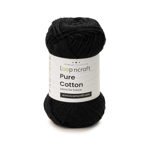 Loopncraft Pure Cotton, Schwarz, 50g, Amigurumi Garn, Premium gekämmter Baumwolle Loopncraft Pure Cotton, Schwarz, 50g, Amigurumi Garn, Premium gekämmter Baumwolle von Loopncraft