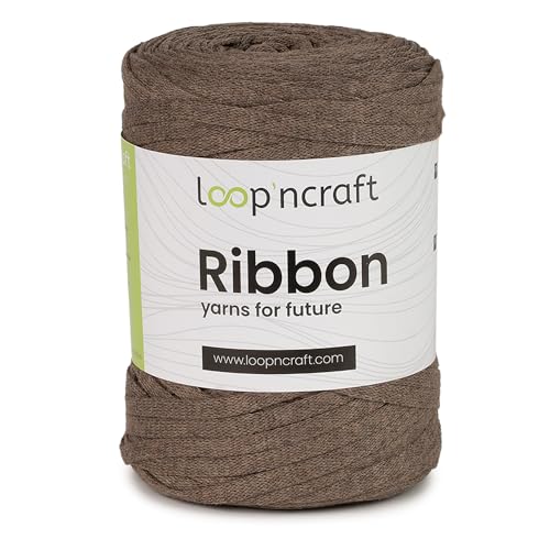 Loopncraft Ribbon, Dunkel Beige, 130m - 250g, geflochtenes Bandgarn, Recycling Garn Loopncraft Ribbon, Dunkel Beige, 130m - 250g, geflochtenes Bandgarn, Recycling Garn von Loopncraft