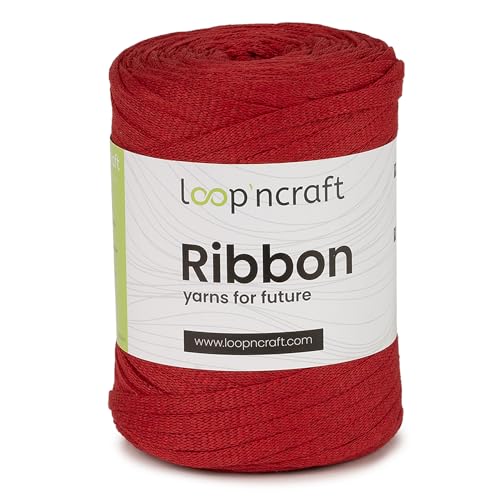 Loopncraft Ribbon, Rot, 130m - 250g, geflochtenes Bandgarn, Recycling Garn Loopncraft Ribbon, Rot, 130m - 250g, geflochtenes Bandgarn, Recycling Garn von Loopncraft