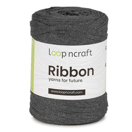 Loopncraft Ribbon, Schiefergrau, 130m - 250g, geflochtenes Bandgarn, Recycling Garn Loopncraft Ribbon, Schiefergrau, 130m - 250g, geflochtenes Bandgarn, Recycling Garn von Loopncraft