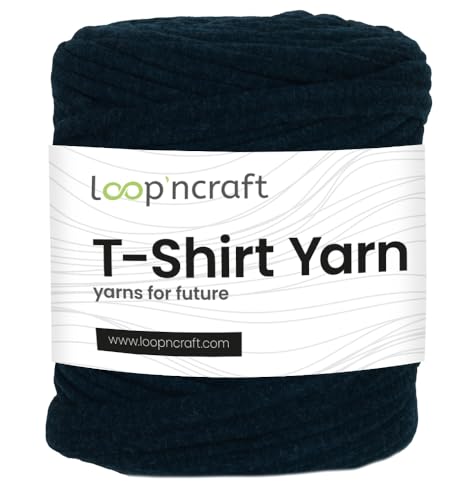 Loopncraft Textilgarn, Dunkel Zwielichtblau, 750g, T-Shirt Yarn, Recyling Garn von Loopncraft