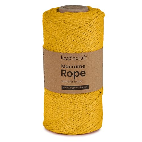 Macrame Garn Gelb, Loopncraft, 2mm - 120m, gedrehte Natürliche Baumwollseil, Recycling Garn Macrame Garn Gelb, Loopncraft, 2mm - 120m, gedrehte Natürliche Baumwollseil, Recycling Garn von Loopncraft