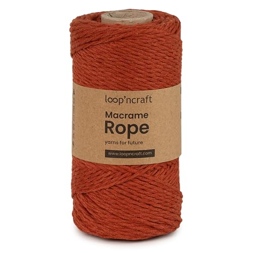 Macrame Garn Ziegelfarbe, Loopncraft, 2mm - 120m, gedrehte Natürliche Baumwollseil, Recycling Garn Macrame Garn Ziegelfarbe, Loopncraft, 2mm - 120m, gedrehte Natürliche Baumwollseil, Recycling Garn von Loopncraft