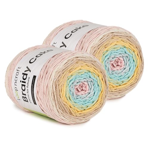 Makramee Cake Garn 2er Set, Candy Farben, Loopncraft, 2 X 250m - 250g Farbverlaufsgarn, Recycling Garn Makramee Cake Garn 2er Set, Candy Farben, Loopncraft, 2 X 250m - 250g Farbverlaufsgarn, Recycling Garn von Loopncraft