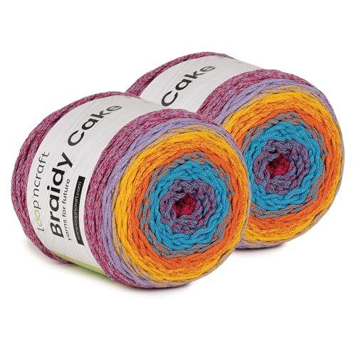 Makramee Cake Garn 2er Set, Lolipop, Loopncraft, 2 X 250m - 250g Farbverlaufsgarn, Recycling Garn Makramee Cake Garn 2er Set, Lolipop, Loopncraft, 2 X 250m - 250g Farbverlaufsgarn, Recycling Garn von Loopncraft