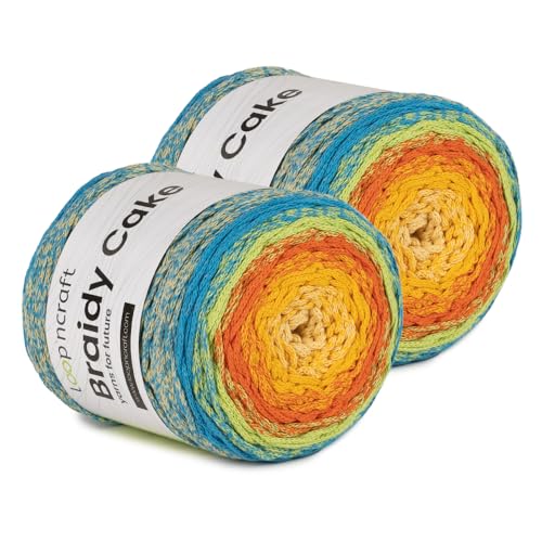 Makramee Cake Garn 2er Set, Sommer-Garten, Loopncraft, 2 X 250m - 250g Farbverlaufsgarn, Recycling Garn Makramee Cake Garn 2er Set, Sommer-Garten, Loopncraft, 2 X 250m - 250g Farbverlaufsgarn, Recycling Garn von Loopncraft