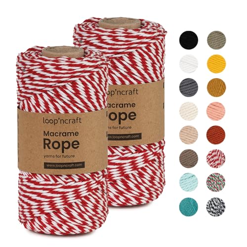 Makramee Garn, 2er-Set X-Mas, Loopncraft, 2mm - 240m, gedrehte Natürliche Baumwollseil, Recycling Garn Makramee Garn, 2er-Set X-Mas, Loopncraft, 2mm - 240m, gedrehte Natürliche Baumwollseil, Recycling Garn von Loopncraft