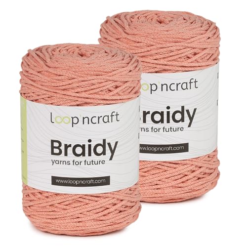 Loopncraft Makramee Garn 2er-Set Lachsrosa, 2 X 2mm - 250m - 250g, Kettengarn, Braidy, Recycling Loopncraft Makramee Garn 2er-Set Lachsrosa, 2 X 2mm - 250m - 250g, Kettengarn, Braidy, Recycling von Loopncraft
