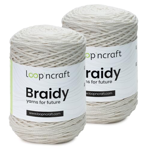 Makramee Garn 2er-Set Perlweiß, Loopncraft, 2 X 2mm - 250m - 250g, Kettengarn, Braidy Garn, Recycling Garn Makramee Garn 2er-Set Perlweiß, Loopncraft, 2 X 2mm - 250m - 250g, Kettengarn, Braidy Garn, Recycling Garn von Loopncraft