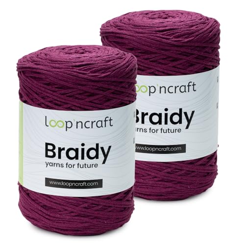 Loopncraft Makramee Garn 2er-Set Violett, 2 X 2mm - 250m - 250g, Kettengarn, Braidy, Recycling von Loopncraft