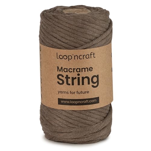 Makramee Garn Dunkel Beige, Loopncraft, 4mm - 74m, Einstrangig Natur Baumwollkordel, Recycling Garn Makramee Garn Dunkel Beige, Loopncraft, 4mm - 74m, Einstrangig Natur Baumwollkordel, Recycling Garn von Loopncraft