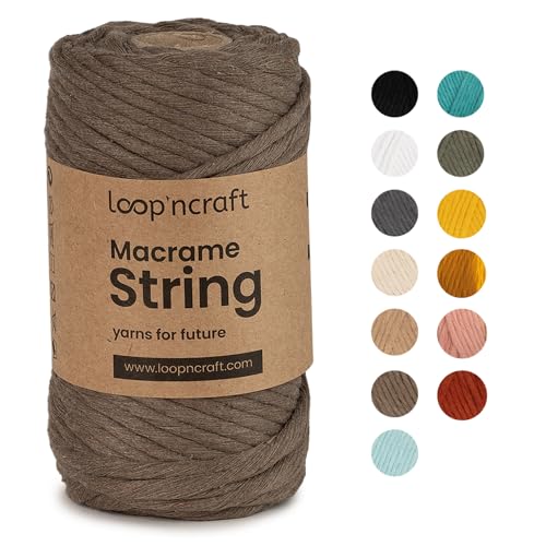 Makramee Garn Dunkel Beige, Loopncraft, 5mm - 60m, Einstrangig Natur Baumwollkordel, Recycling Garn Makramee Garn Dunkel Beige, Loopncraft, 5mm - 60m, Einstrangig Natur Baumwollkordel, Recycling Garn von Loopncraft