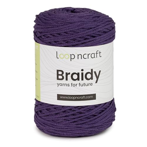 Makramee Garn Dunkel Violett, Loopncraft, 2mm - 250m - 250g, Kettengarn, Braidy, Recycling Garn von Loopncraft