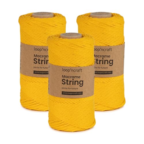Makramee Garn Gelb, Loopncraft, 2mm - 450m, Einstrangig Natur Baumwollkordel, Makramee Schnur, Makramee Kordel, Macrame Cord, Hängepflanze Pflanze Aufhänger Makramee Garn Gelb, Loopncraft, 2mm - 450m, Einstrangig Natur Baumwollkordel, Makramee Schnur, Makramee Kordel, Macrame Cord, Hängepflanze Pflanze Aufhänger von Loopncraft