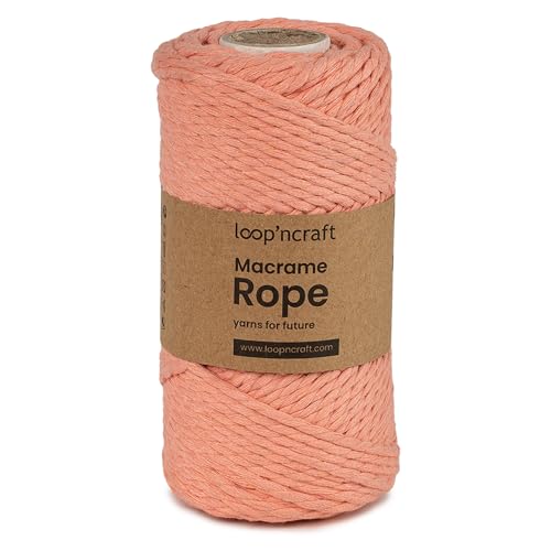 Makramee Garn Lachsrosa, Loopncraft, 3mm - 80m, gedrehte Natürliche Baumwollseil, Recycling Garn Makramee Garn Lachsrosa, Loopncraft, 3mm - 80m, gedrehte Natürliche Baumwollseil, Recycling Garn von Loopncraft