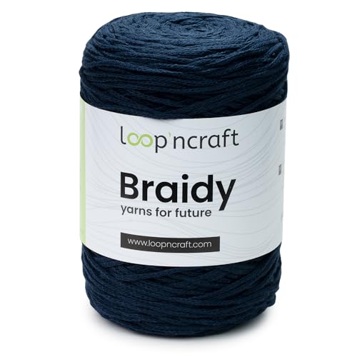 Makramee Garn Marineblau, Loopncraft, 2mm - 250m - 250g, Kettengarn, Braidy, Recycling Garn von Loopncraft