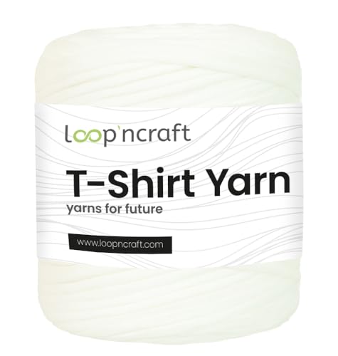 Textilgarn, Alpenweiß, Loopncraft, 750g, T-Shirt Yarn, Recyling Garn von Loopncraft