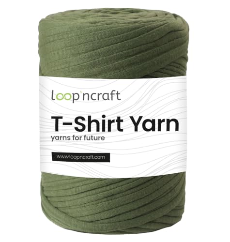 Textilgarn, Armeegrün, Loopncraft, 350g, T-Shirt Yarn, Recyling Garn von Loopncraft