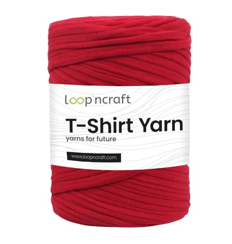 Textilgarn, Blutrot, Loopncraft, 350g, T-Shirt Yarn, Recyling Garn von Loopncraft