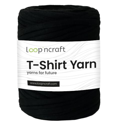 Textilgarn, Dunkles Schwarz, Loopncraft, 350g, T-Shirt Yarn, Recyling Garn von Loopncraft