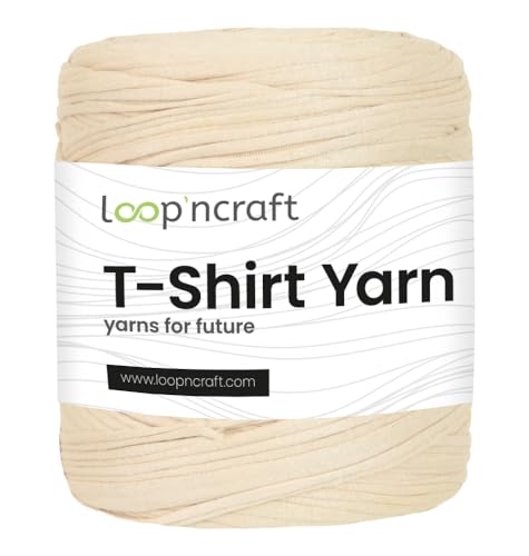 Textilgarn, Kaffeesahne, Loopncraft, 750g, T-Shirt Yarn, Recyling Garn von Loopncraft