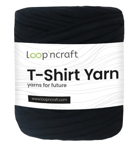 Textilgarn, Matte Black, Loopncraft, 750g, T-Shirt Yarn, Recyling Garn von Loopncraft