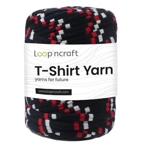 Loopncraft Textilgarn, Rot - Weiße Streifen, 350g, T-Shirt Yarn, Recyling Garn Loopncraft Textilgarn, Rot - Weiße Streifen, 350g, T-Shirt Yarn, Recyling Garn von Loopncraft