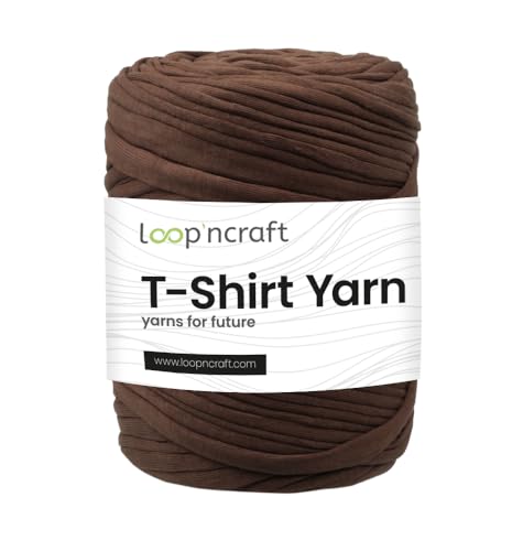 Textilgarn, Schokoladenbraun, Loopncraft, 350g, T-Shirt Yarn, Recyling Garn von Loopncraft