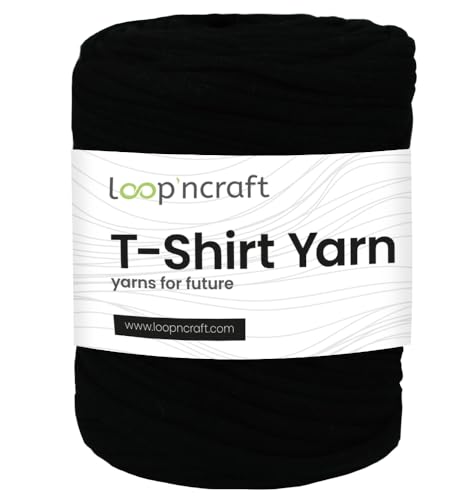 Textilgarn, Schwarz, Loopncraft, 350g, T-Shirt Yarn, Recyling Garn von Loopncraft