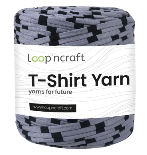 Loopncraft Textilgarn, Schwarze Streifen auf Grau, 750g, T-Shirt Yarn, Recyling Garn Loopncraft Textilgarn, Schwarze Streifen auf Grau, 750g, T-Shirt Yarn, Recyling Garn von Loopncraft