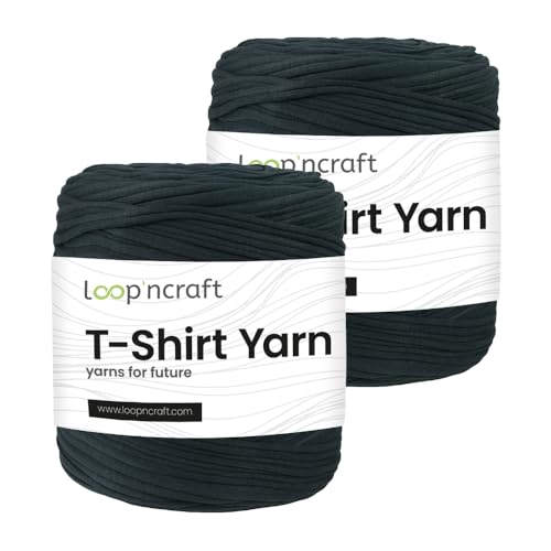 Textilgarn 2er-Set, Anthrazit, Loopncraft, 2 X 750g, T-Shirt Yarn, Recyling Garn von Loopncraft