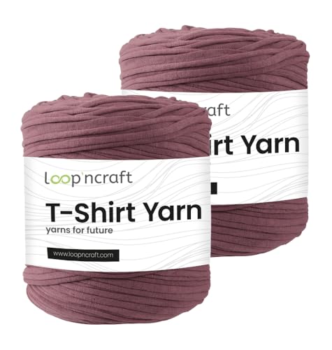 Textilgarn 2er-Set, Tiefe Rose, Loopncraft, 2 X 750g, T-Shirt Yarn, Recyling Garn von Loopncraft