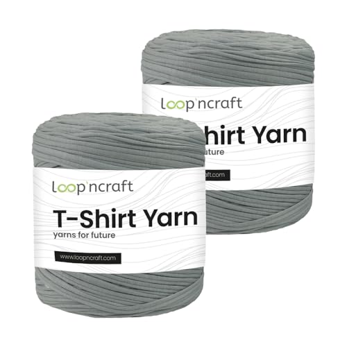 Textilgarn 2er-Set, Grau, Loopncraft, 2 X 750g, T-Shirt Yarn, Recyling Garn von Loopncraft